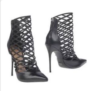 Schultz Black Leather Cutout Bootie
